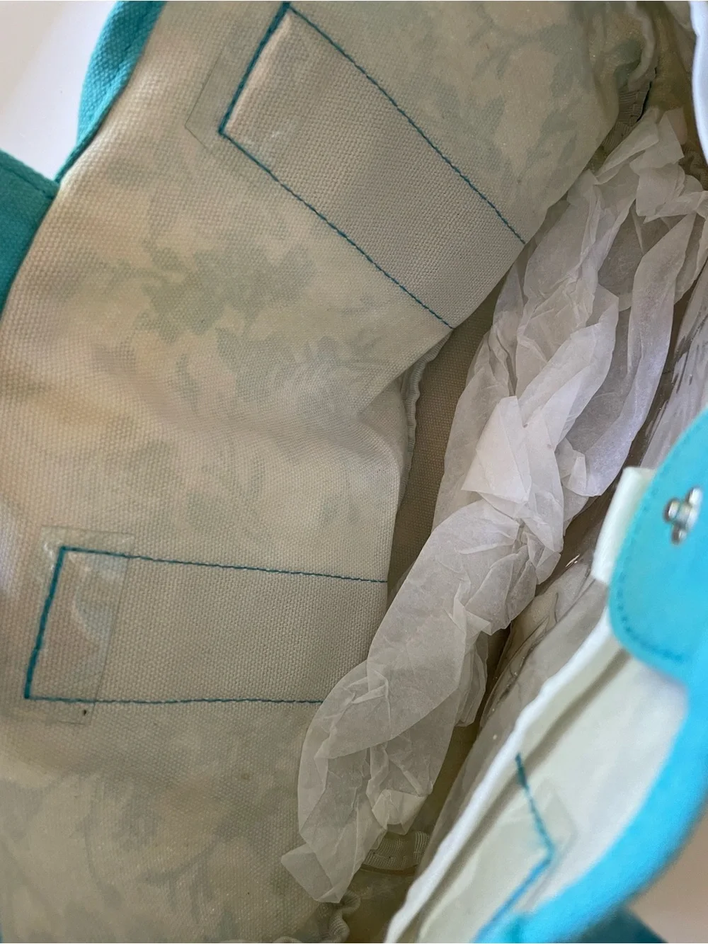 Canvas Floral Tote Bag in Teal